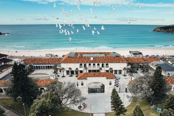 Aerial of the Bondi Pavilion and beach in Sydney, New South Wales © Tourism Australia