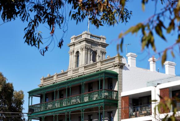 Built in 1888, the Portarlington Grand Hotel watches proudly over the main street of Portarlington, Geelong and the Bellarine, Victoria © Tourism Australia