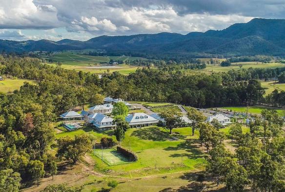Aerial view overlooking the scenic grounds of Spicers Vineyards Estate, Pokolbin, New South Wales © Destination NSW
