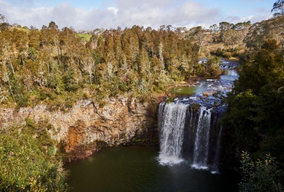 Aerial view of Dangar Falls, Dorrigo, New South Wales © Destination NSW
