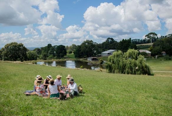 Group having a picnic at Printhie Wines, Orange, New South Wales © Kirsten Cunningham