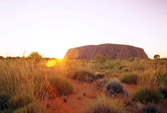 View of Uluru at sunset, Uluru-Kata Tjuta National Park, Northern Territory © Tourism Australia