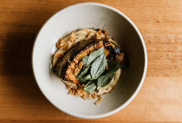 A plated dish at The Agrarian Kitchen, New Norfolk, Tasmania © Stu Gibson 