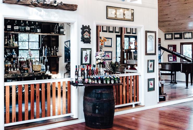 Interior view of the décor and drinks on display at Tamborine Mountain Distillery, Tamborine Mountain, Queensland © Tamborine Mountain Distillery