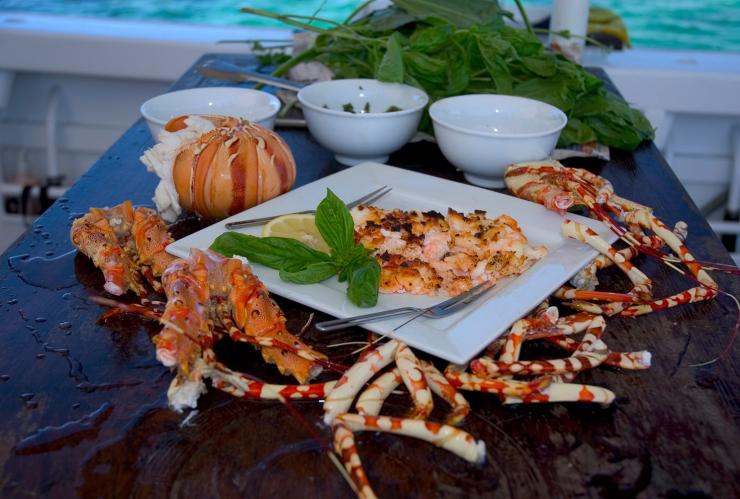 A luxurious plate of seafood at Haggerstone Island, Great Barrier Reef, Queensland © Haggerstone Island
