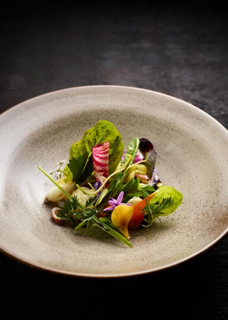 A colourful dish with fresh vegetables, Brae, Birregurra, Victoria © Colin Page