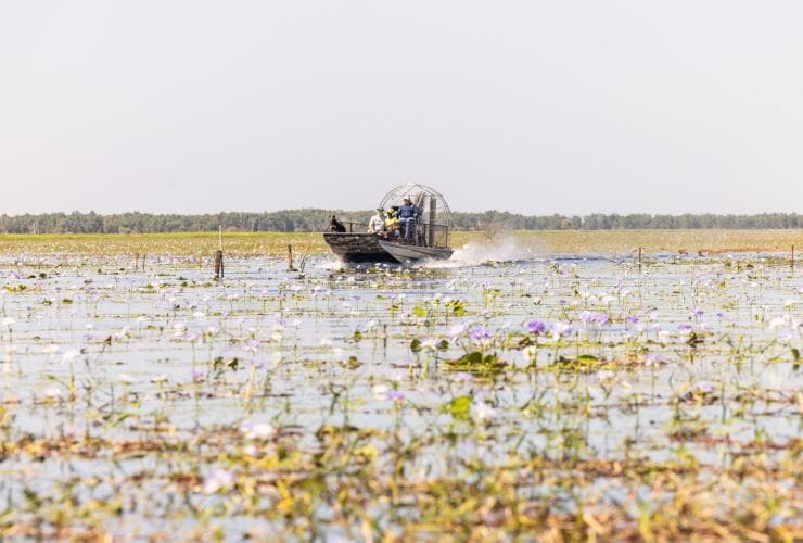 Airboat on the waterway at Finniss River Lodge, The Top End, Northern Territory © Tourism Events NT/Helen Orr Finniss River Lodge