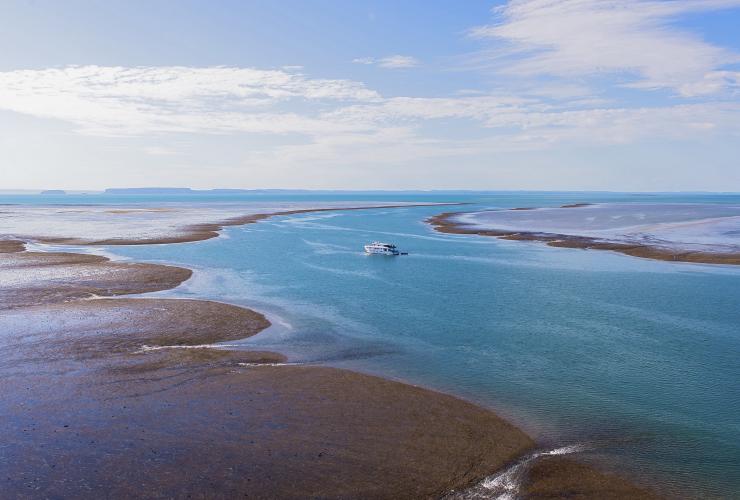 A cruise ship cruising through a raised ocean reef, Montgomery Reef, Kimberley, Western Australia © Garry Norris Photography