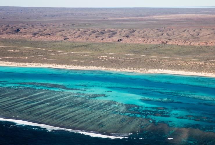 Aerial view of the Ningaloo Reef coastline, WA © Tourism Western Australia