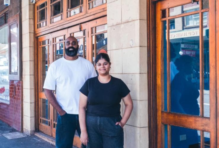 The team at Kolkata Social standing outside the restaurant, Kolkata Social, Sydney, New South Wales © Kolkata Social/Plate it Forward