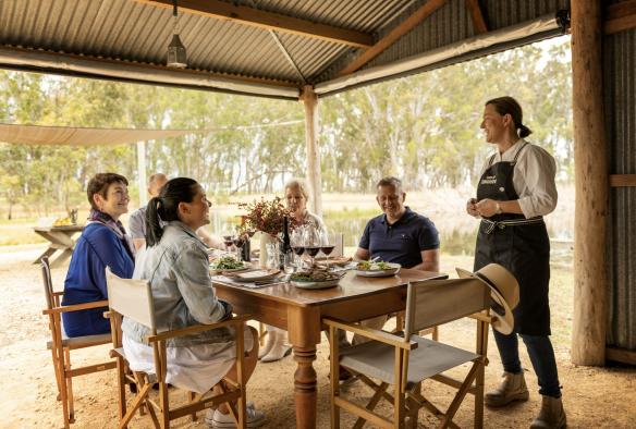 Group dining outdoors, Limestone Coast, South Australia © Tourism Australia
