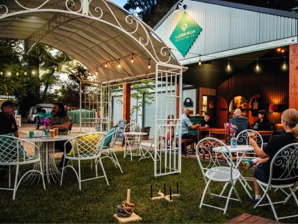 A charming outdoor setting at Ladbroken Distilling Co, Tumbarumba, New South Wales © Ladbroken Distillery Brewhouse