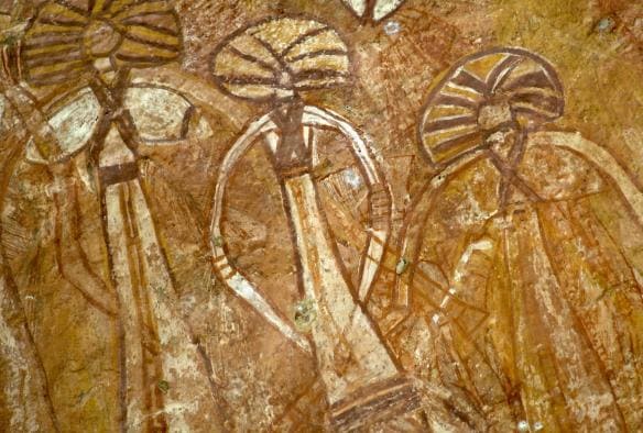 Ancient rock art at the Burrungkuy (Nourlangie) Rock Art Site, Kakadu National Park, Northern Territory © Tourism NT/Peter Eve