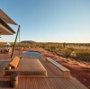 The Dune Pavilion Deck with views of Uluru at Longitude 131 in the Northern Territory © Baillies Longitude 131