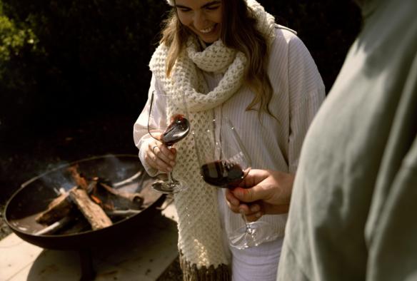 Woman with a glass of red wine in her hand at Parker Estate, Coonawarra, South Australia © South Australian Tourism Commission