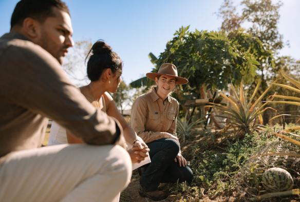 Couple and a guide at the Bullo River Station, Baines, Northern Territory © Tourism Australia