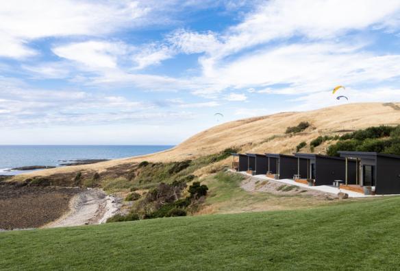 Cabins overlooking the ocean, The Cove, North West Tasmania, Tasmania © Krista Eppelstun