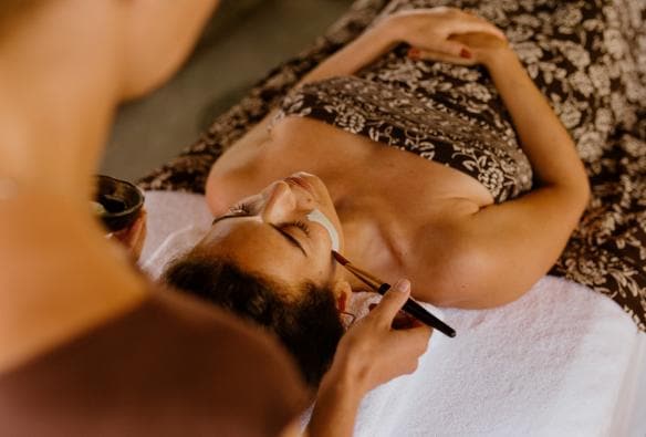 A person laying down while enjoying a facial spa treatment at Gaia Retreat & Spa, Byron Bay, New South Wales © Gaia Retreat & Spa