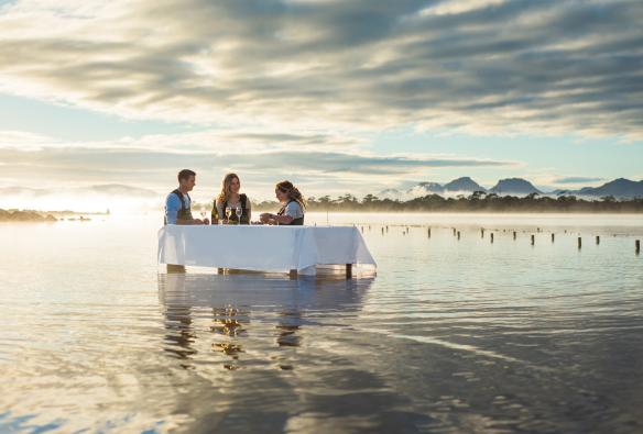 Saffire Freycinet Marine Oyster Farm Experience, Freycinet Peninsula, Tasmania © Tourism Tasmania