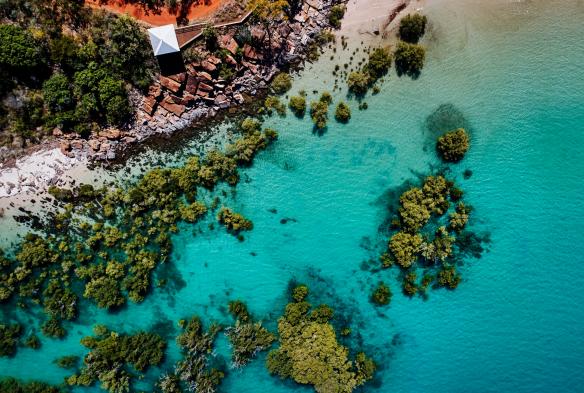 西オーストラリア州、ダンピア半島、上空から見たシグネット・ベイ・パール・ファーム © Tourism Western Australia