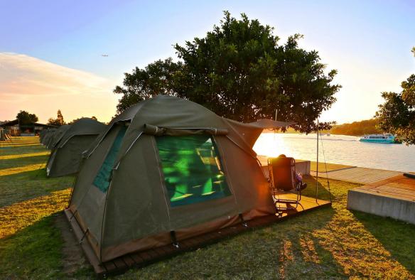 Glamping, Cockatoo Island, Sydney, NSW © Harbour Trust