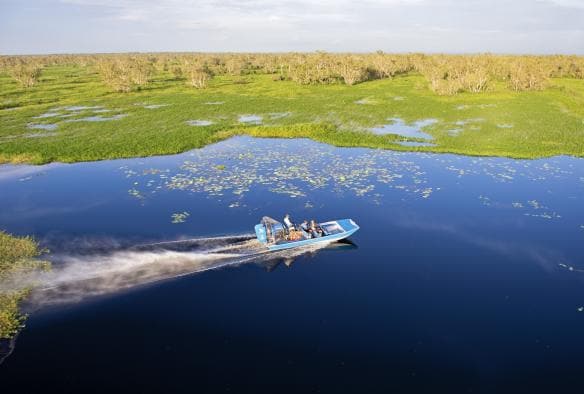 Thuyền airboat, Sông Mary, Vườn quốc gia Kakadu, Lãnh thổ phía Bắc © Shaana McNaught 