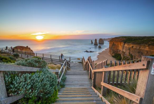 Stairs leading toward the Twelve Apostles, Great Ocean Road, Victoria © Walking Perspective 