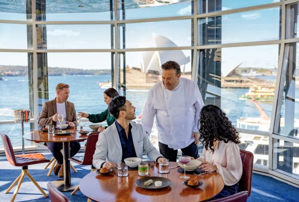 Chef Peter Gilmore greeting guests at Quay Restaurant, Sydney, New South Wales © Tourism Australia 