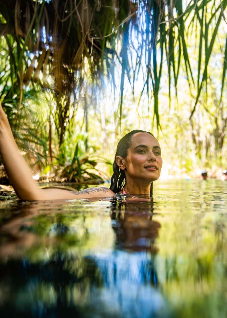 Woman relaxing at Bitter Springs, Elsey National Park, NT © Tourism NT/Helen Orr