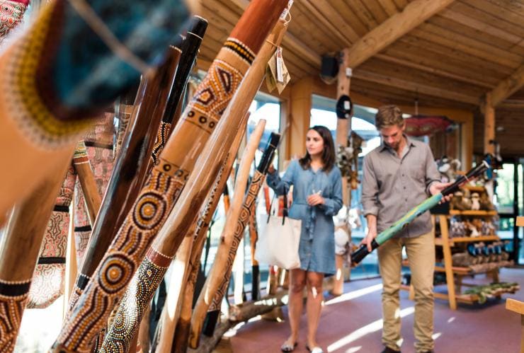 Couple looking around Narana Aboriginal Cultural Centre, Charlemont, Victoria © Rob Blackburn
