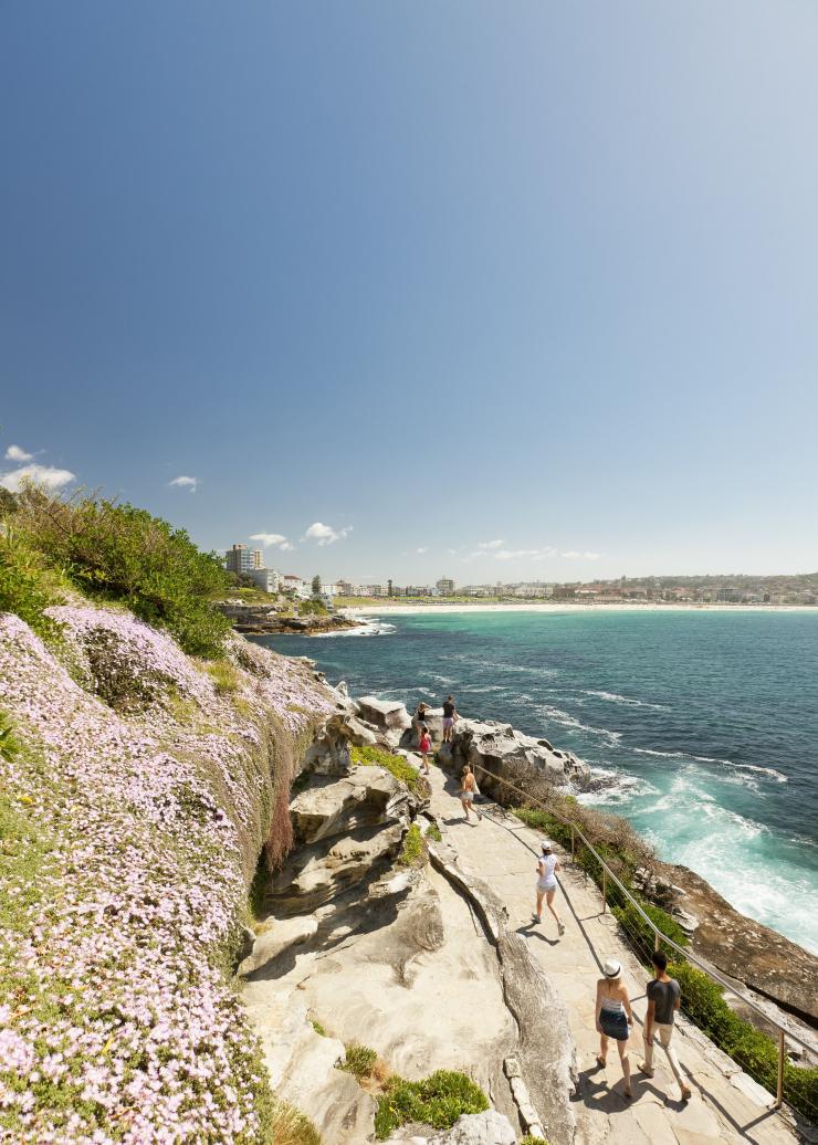 Friends walking the Bondi to Coogee Coastal Walk in Sydney, NSW © Hamilton Lund; Destination NSW