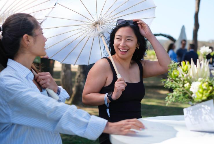 Two women at an outdoor table at Pair'd, Margaret River, Western Australia © Tourism Western Australia