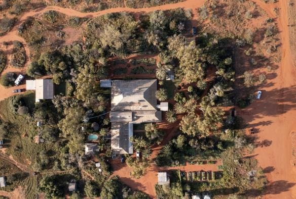 西澳州金色內陸烏倫牧場內莊園的高空景致©澳洲旅遊局