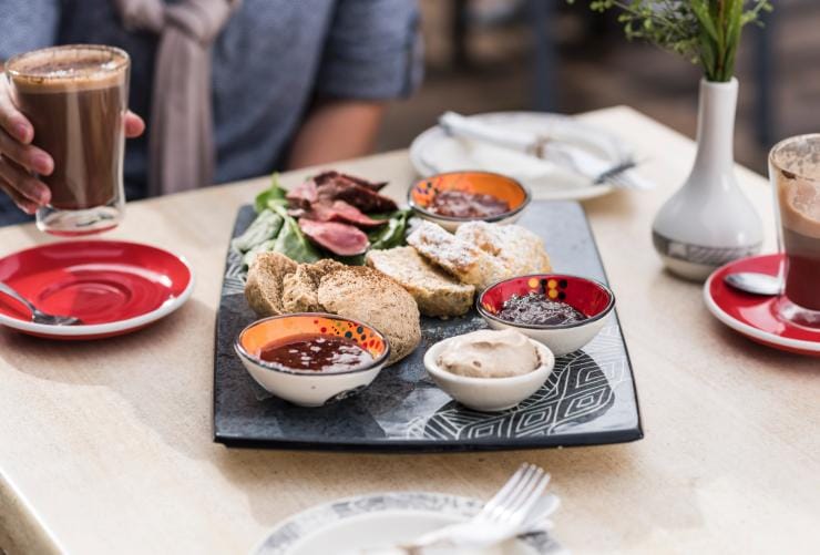 A plate of native food at Brambuck National Park and Cultural Centre, Grampians, Victoria © Tourism Australia